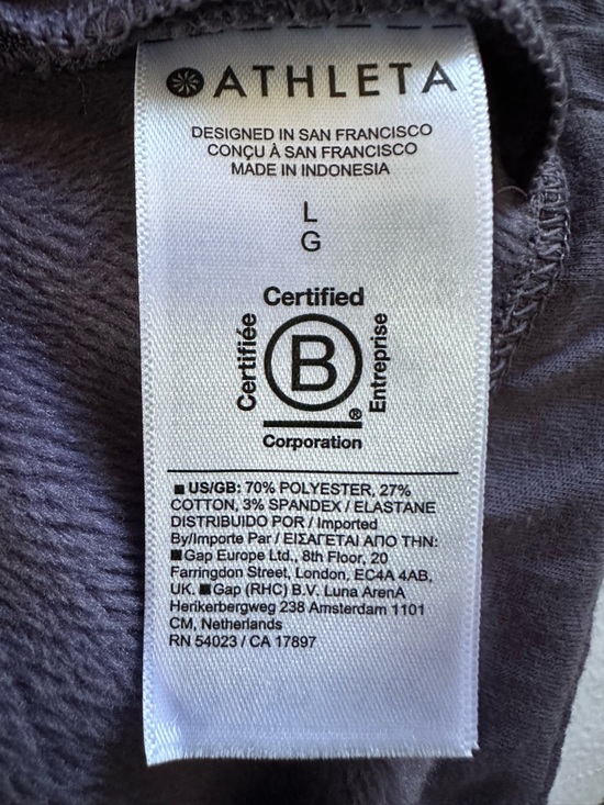 Athleta Cowl Neck Pullover Sweatshirt Large Purple Scuba Side Zip Pockets - Picture 14 of 16